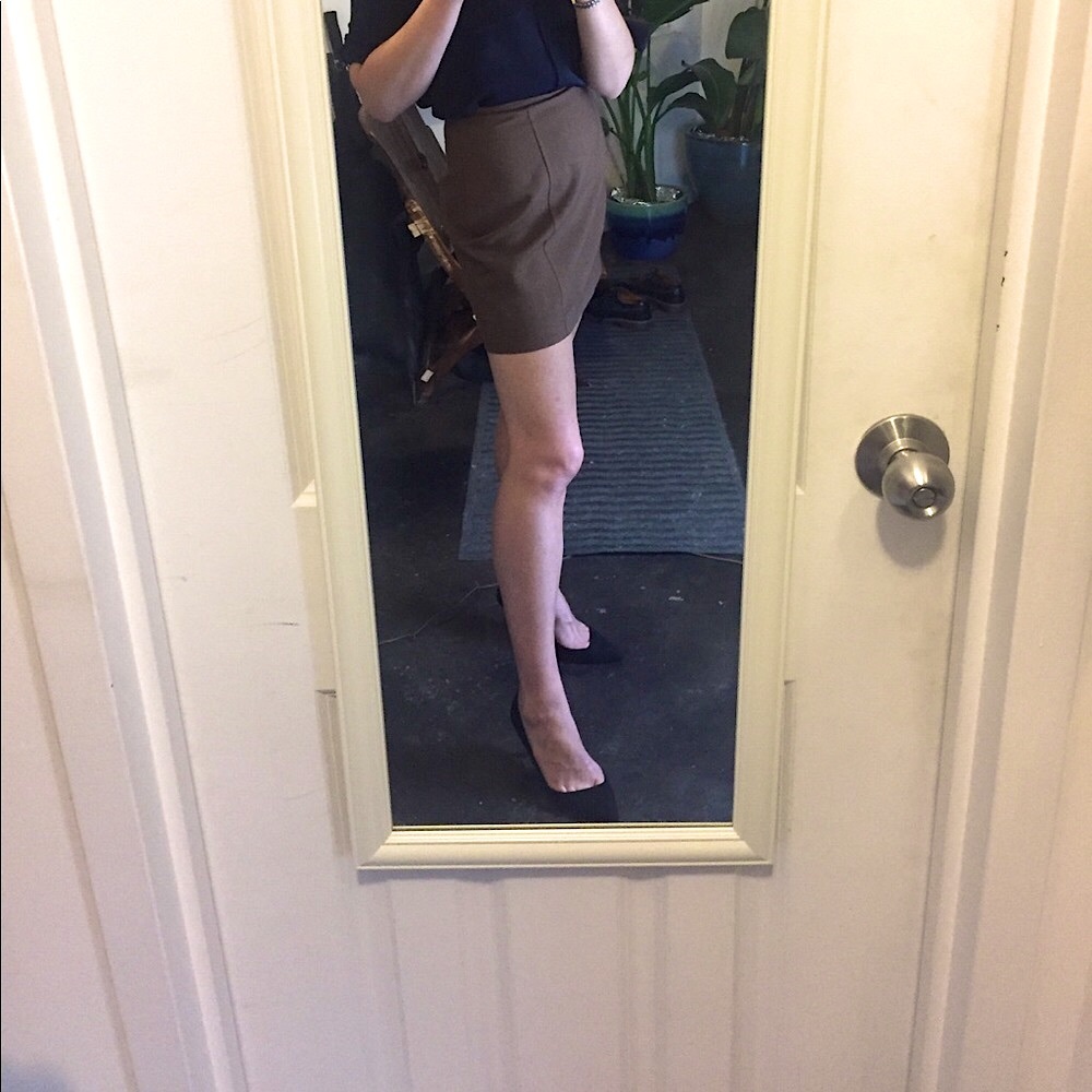 Vintage Brown Linen Lined High Waisted A-Line Mini Skirt - Size Small / 4 - Picture 13 of 16